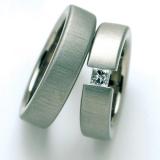 Marrying 585 Weissgold, 6,00 mm Breite, quermatt, 1 Diamant - Prinzess 0,25 ct. TW/IF,
